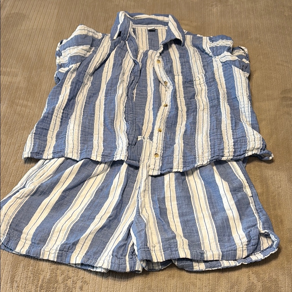 Old Navy Blue and White Striped Swim Coverup